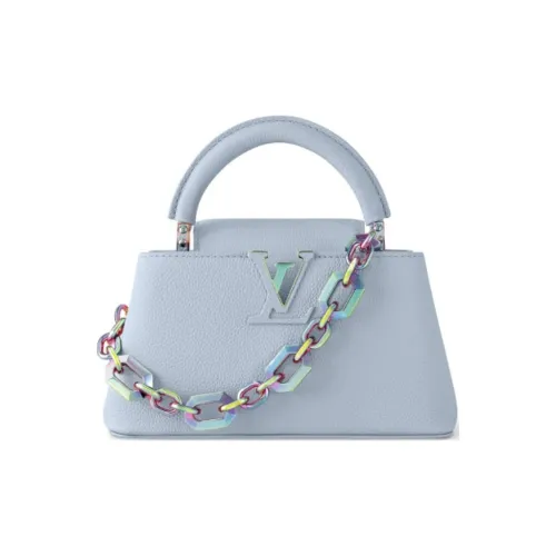 LOUIS VUITTON Capucines Leather Capusin Shoulder Crossbody Handbag Mini Women's Blue