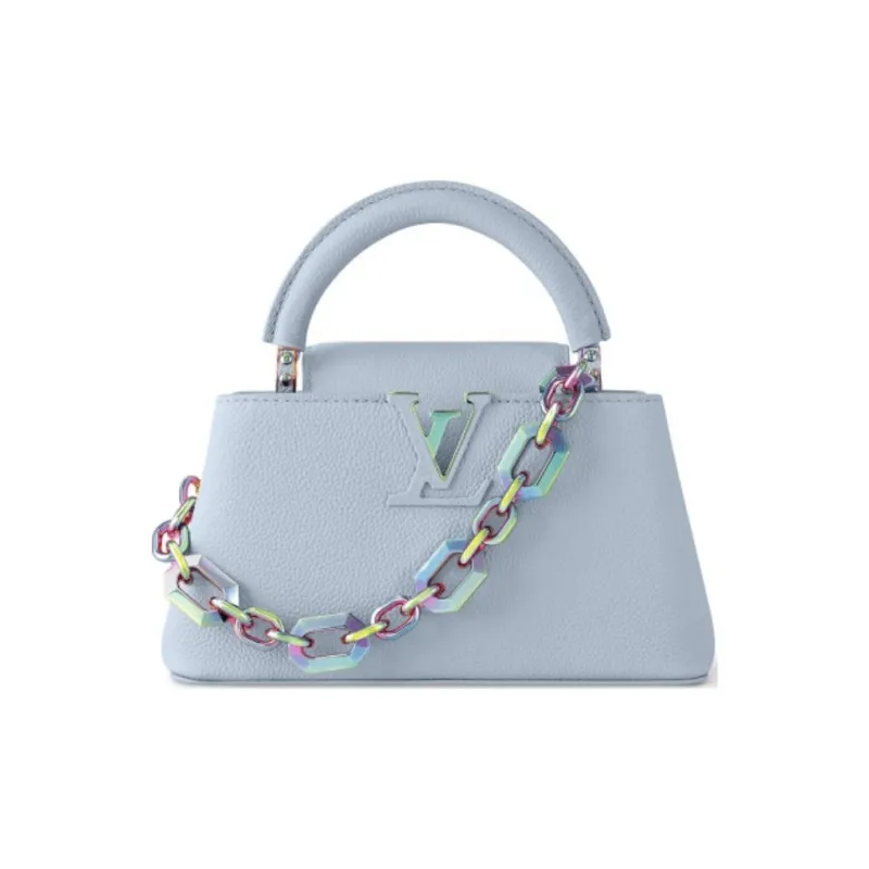 LOUIS VUITTON Capucines Leather Kapusin Crossbody Tote Bag Over One Shoulder Mini Women's Blue-0