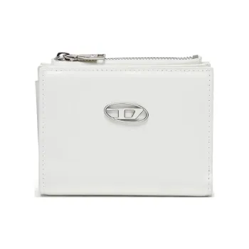 DIESEL Cow Leather Patchwork Wallet Small Size Women's White