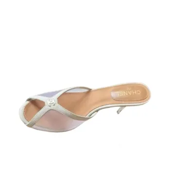 CHANEL Slide Slippers Women's White