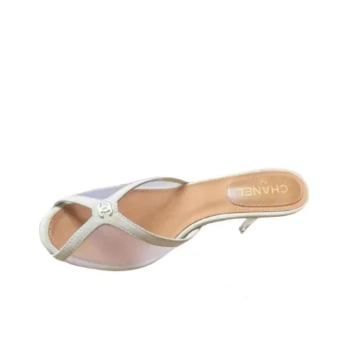 chanel Launch Slide Slippers Women's White