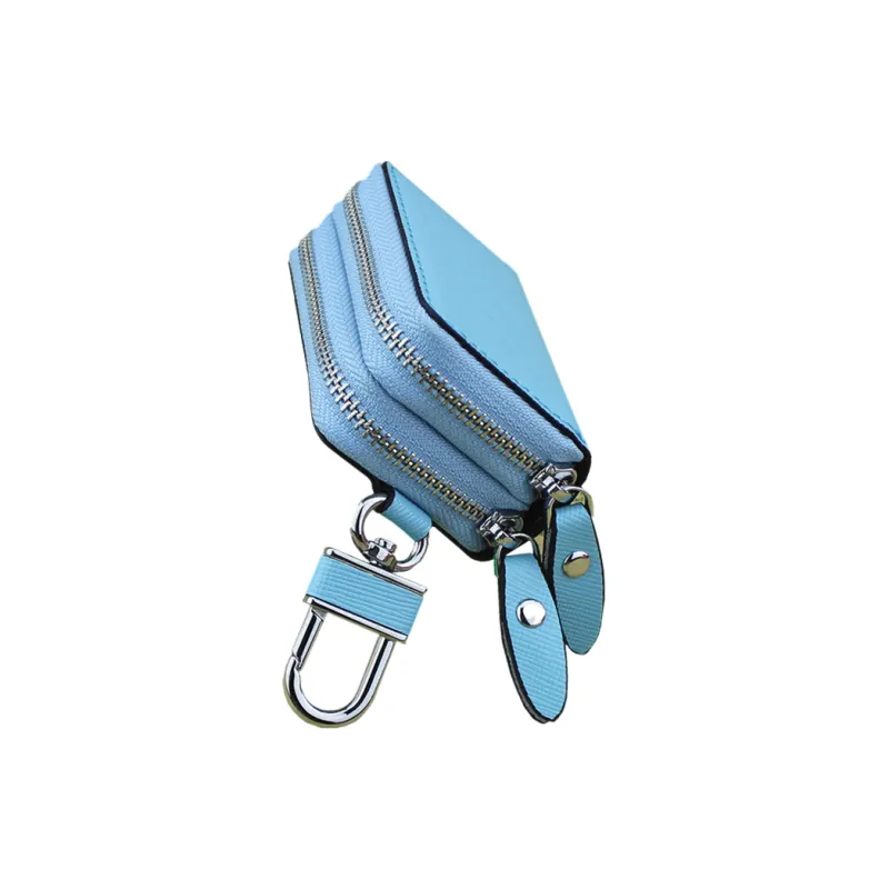 OUZIHUANG Cow Leather Key Pouch Small Size Unisex _Nsec White/Red/Blue/Pink/Rose Red-5