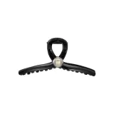 [Black Large Size]Shiny-Gray Pearl Claw Clip