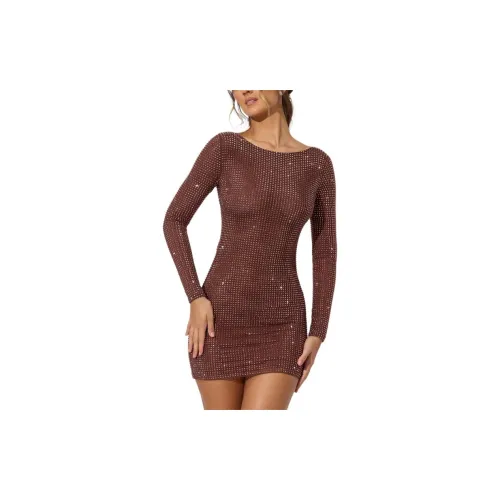 OH POLLY Long-Sleeved Dresses Women's Espresso/Dark Coffee Color