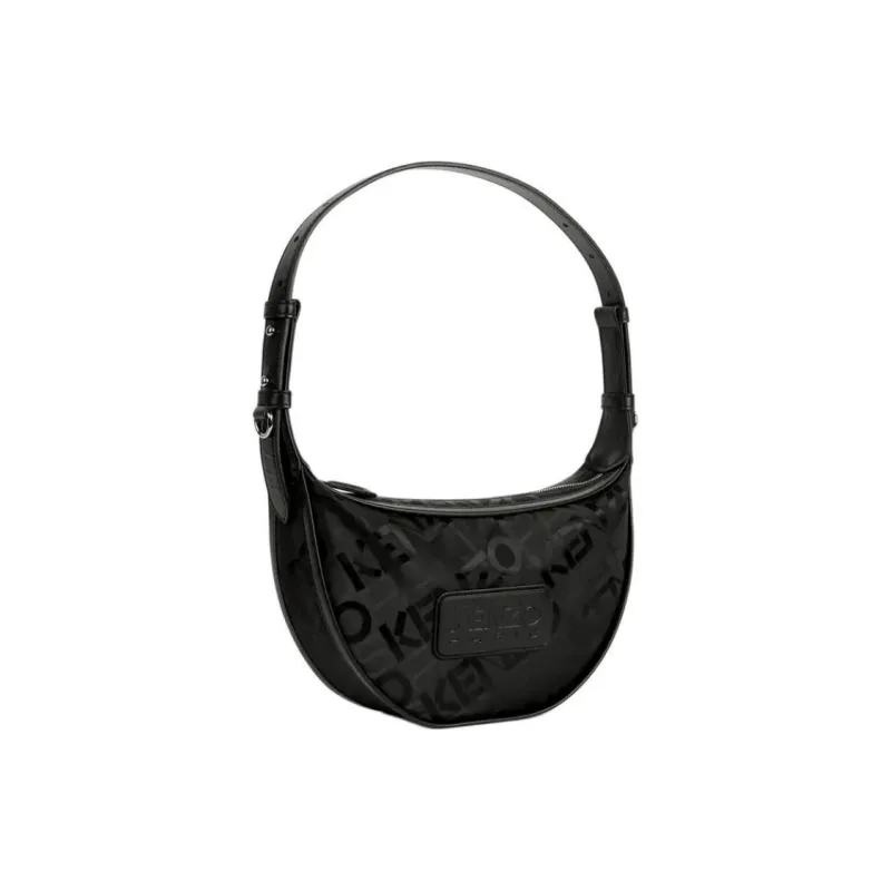 KENZO Polyester HOBO Bag Shoulder Handbag Medium Size Women's Black-0