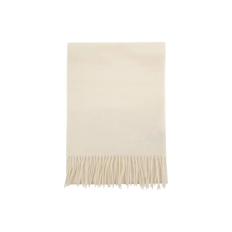 MaxMara Logo Embroidered Fringed Edge Scarf-1