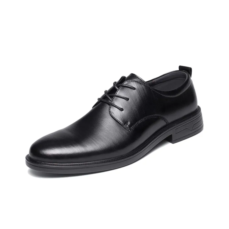 HLA Dress Shoes Men Low Top Black-3