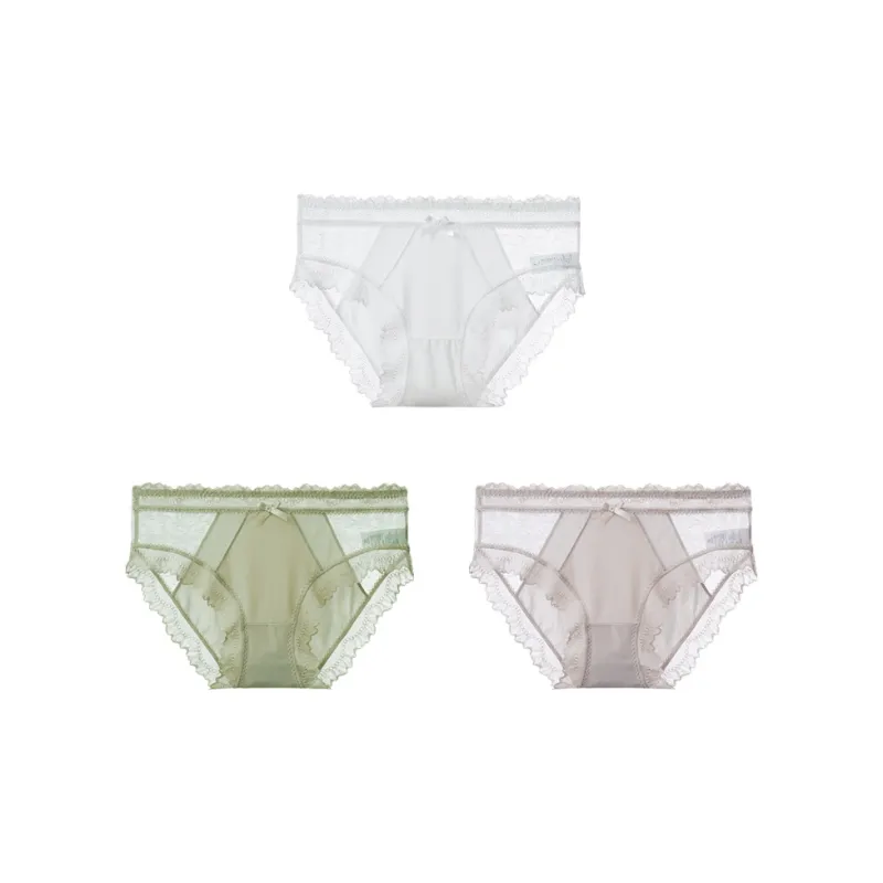 YOUNGYELL 5A Antibacterial 100% Cotton Crotch Skin Friendly Low Rise Underpants Women's 3 Pack-3