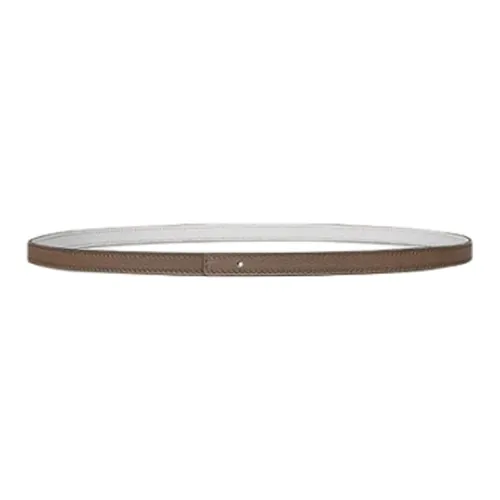 HERMES Two Tone Design, Smooth Buckle Leather Belts Women's Brown Width 1.3cm