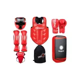 Red, Head Guard+Chest Protection+Leg Protection+Groin Protector+Boxing Gloves+Foot Pad+Protective Gear Bag