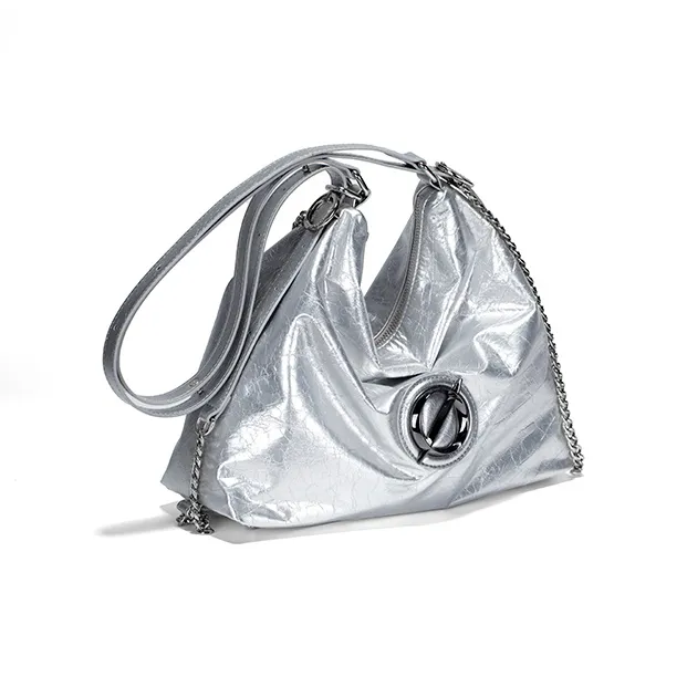 JELLYTOYBOY Cow Leather Small Adventurer Bag Backpack Handbag, Shoulder Bag Women's Silver-5