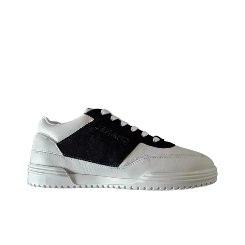 CHANEL 24C Low Top Skateboard Shoes Women's White Black-1