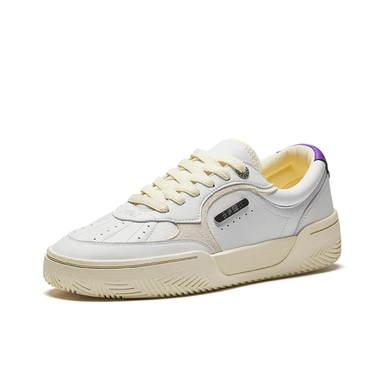 Anta Owen Hélà TRIBE Cushioning, Wear Resistant Low Top Skateboard Shoes Unisex White Gray Purple-1