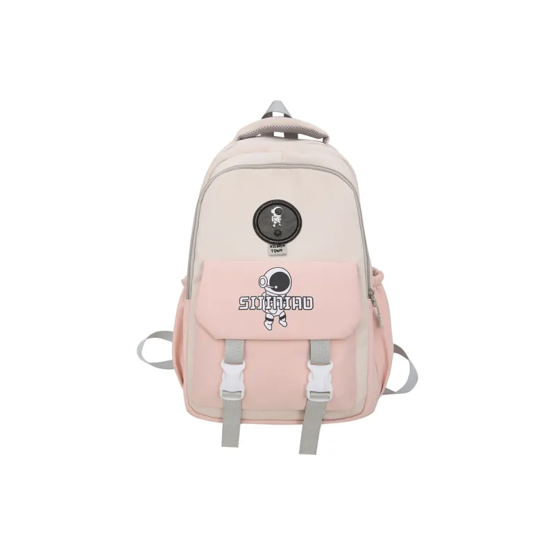 MOK Nylon Backpack Unisex Gray/Black/Purple/Blue/Pink-5