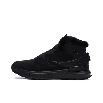 FILA Cushioned Anti-Slip And Wear-Resistant Warm High-Top Running Shoes Men's Black Silver