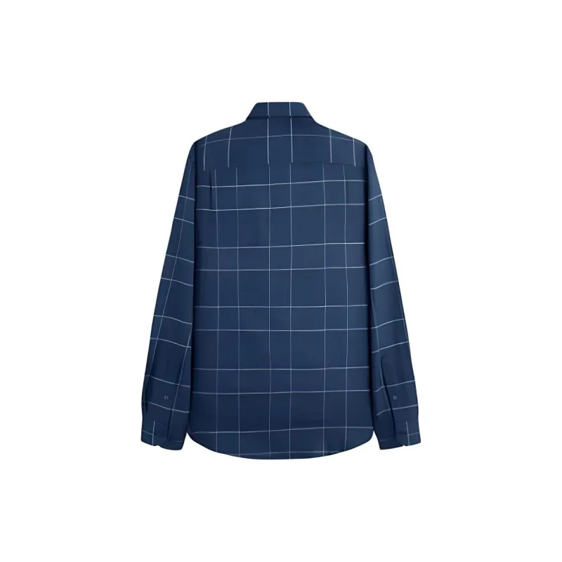 GOLDLION Shirt Men's Navy Blue Plaid-1