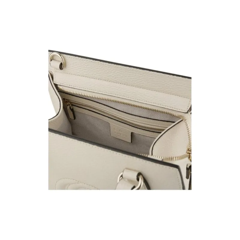 GUCCI Soho Leather Shoulder Bag, Crossbody Bag, Handbag Women's White-5