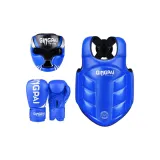 Blue, Head Guard+Chest Protection+Boxing Gloves