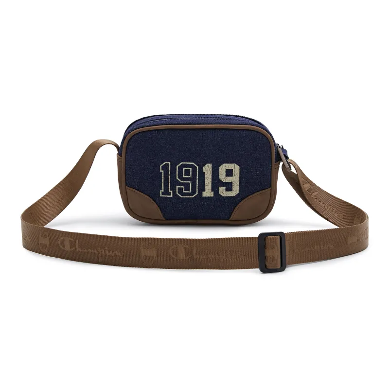 Champion Artificial Leather Crossbody Bag Regular Unisex Dark Blue/Blue/Dark Brown-3