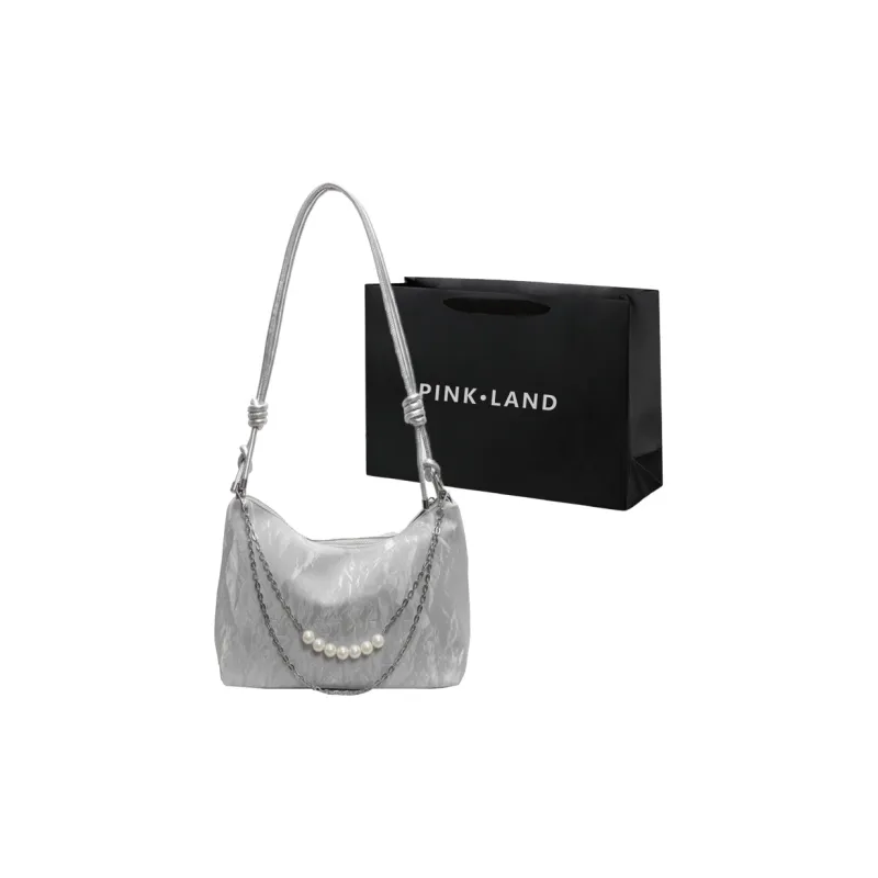 PINK·LAND PU Tote Crossbody Bag Shoulder Bag Women's Silver/Ecru/Green/Black-0