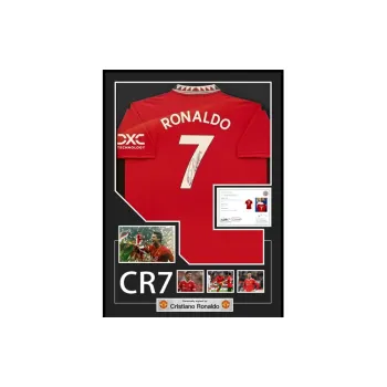 Three For Cristiano Ronaldo Ronaldo Personal Autograph Manchester United Jersey EM Certificate Framed