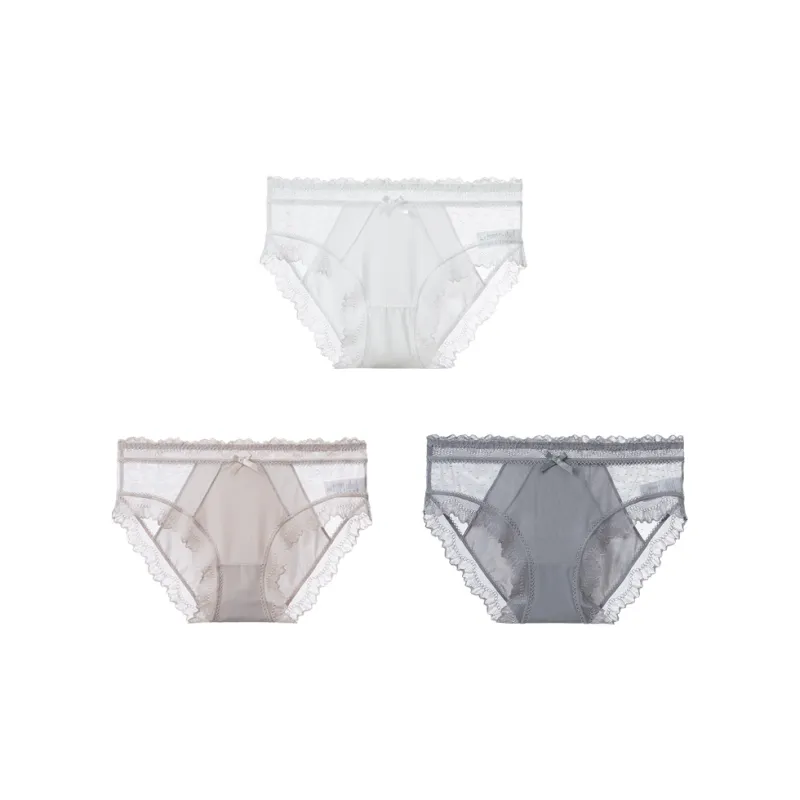 YOUNGYELL 5A Antibacterial 100% Cotton Crotch Skin Friendly Low Rise Underpants Women's 3 Pack-7
