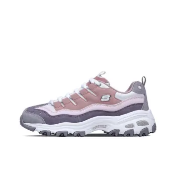 Skechers DLITES Durable Breathable Low Top Casual Shoes Women's Pink Gray White
