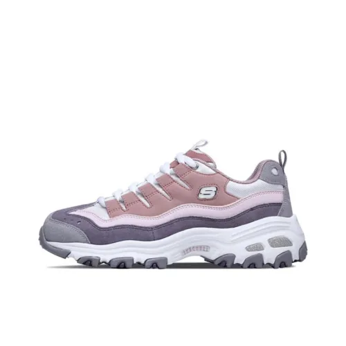 Skechers DLITES Durable Breathable Low Top Casual Shoes Women's Pink Gray White