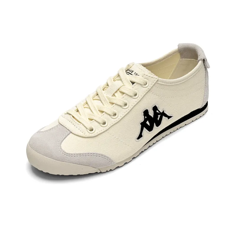 Kappa Back to Back Abrasion Resistant Breathable Slip Resistant Low Top Canvas Shoes Unisex Winter Day White, Black-2