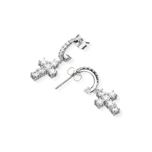 CHIARA FERRAGNI Zircon Water Coated 18K Gold Italian Luxury Advanced Stud Earrings Unisex Silver