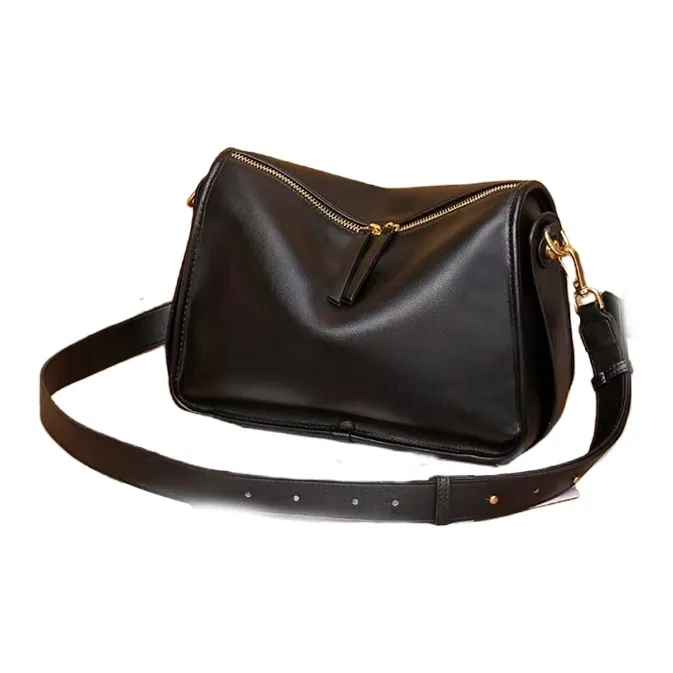 H YXIANG Cow Leather Shoulder Bag Regular Women's White/Black/Brown-2