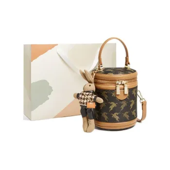 15 MINS Synthetic Leather Handbag Bucket Crossbody Bag Shoulder Bag Mini Women's Coffee