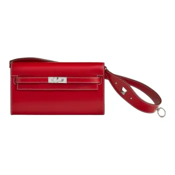 HERMES Kelly To Go Box Calfskin Handheld Shoulder Bag Crossbody Bag Wallet Women's 5X Rouge Piment Pepper Red
