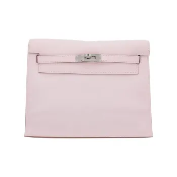 HERMES Kelly Danse Swift Calfskin One Shoulder Crossbody Clutches Women's 09 Mauve Pale Dream Pink
