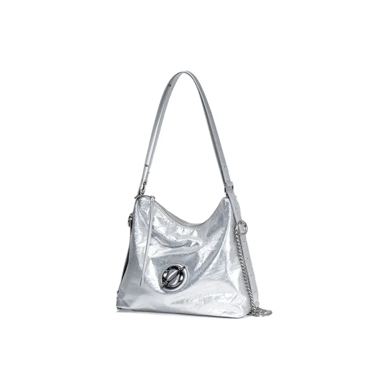 JELLYTOYBOY Cow Leather Small Adventurer Bag Backpack Handbag, Shoulder Bag Women's Silver-2