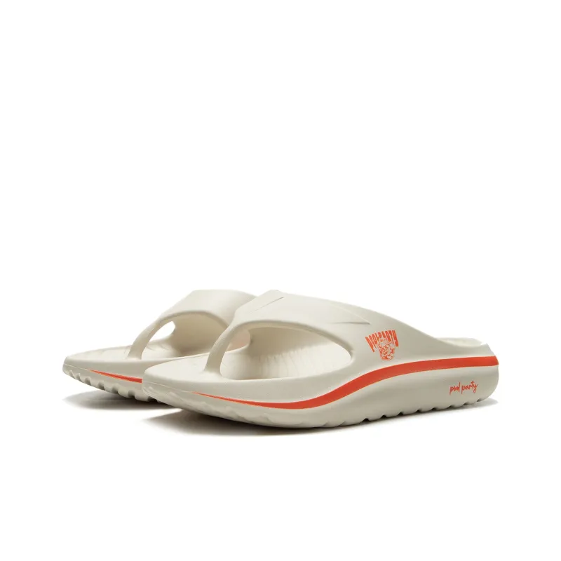 LOL x LiNing Abrasion Resistant Slip Resistant Flip Flops Unisex Pearl White-2