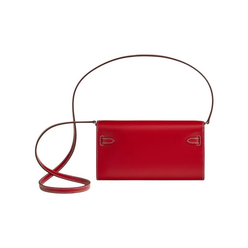 HERMES Kelly To Go Box Calfskin Handheld Shoulder Bag Crossbody Bag Wallet Women's 5X Rouge Piment Pepper Red-2