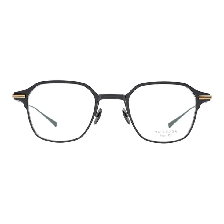 MASUNAGA Titanium Square Eyeglass Frames Unisex Black-1