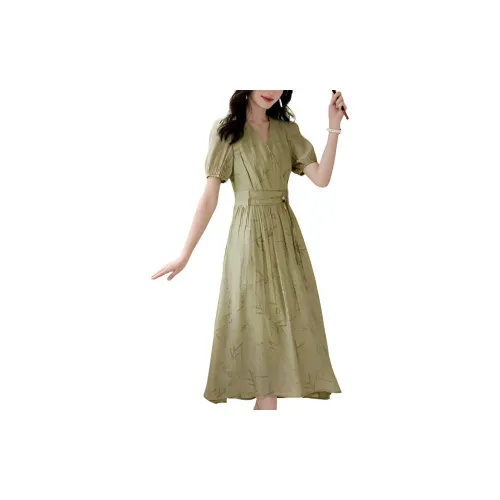 Mo Han Yi Mei Short-Sleeved Dresses Women's Pea Green