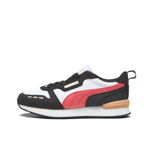 PUMA R78 Cushioned Slip-Resistant Low-Top Casual Shoes Women's Black White Red