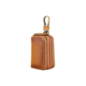 OUZIHUANG Cow Leather Key Pouch Small Size Men's Brown