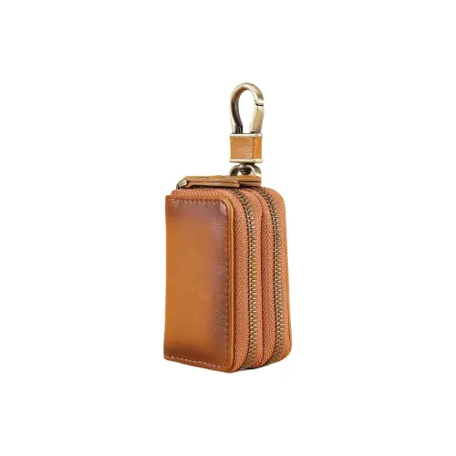 OUZIHUANG Cow Leather Key Pouch Small Size Men's Brown
