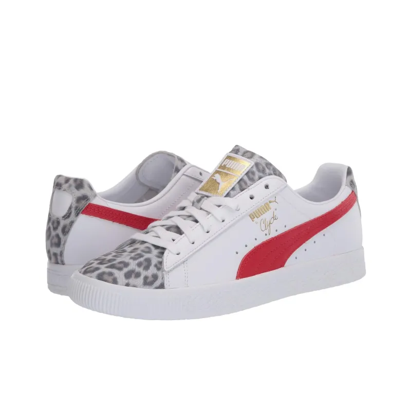 PUMA Clyde Leopard Sneakers White/Red Women's-1