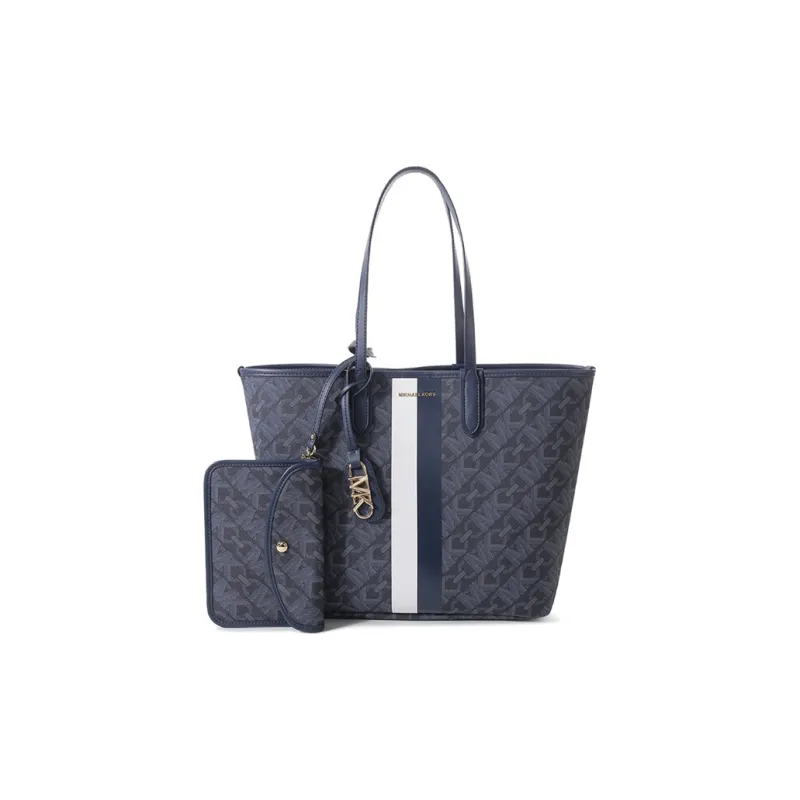 MICHAEL KORS Eliza Series Artificial Leather Combo Bag Tote Shopping Bag Shoulder Bag Women's Dark Blue-0