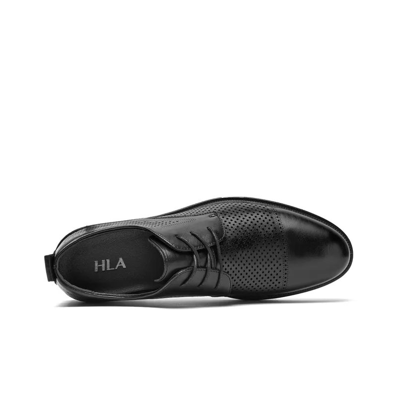HLA Dress Shoes Men Low Top Black-15