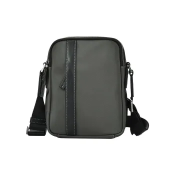 Hush Puppies Fabric With Cow Leather Crossbody Bag Shoulder Bag Men's Gray Green