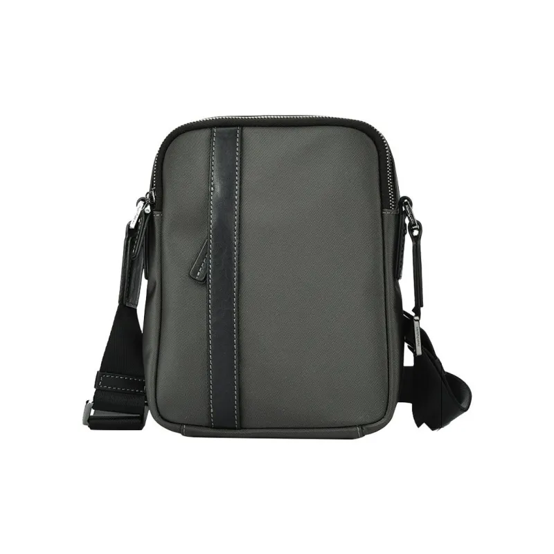 Hush Puppies Fabric With Cow Leather Crossbody Bag Shoulder Bag Men's Gray Green-0
