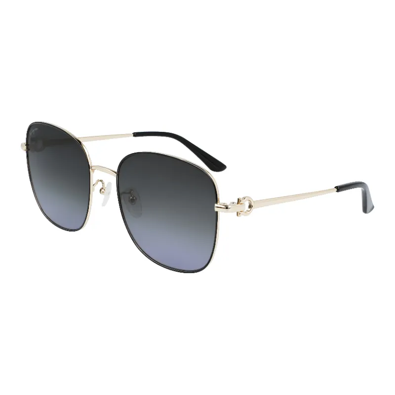 FERRAGAMO Metal Square Sunglasses Unisex Gold-0