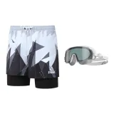Black and White Swim Trunks+White and Gray Swim Goggles