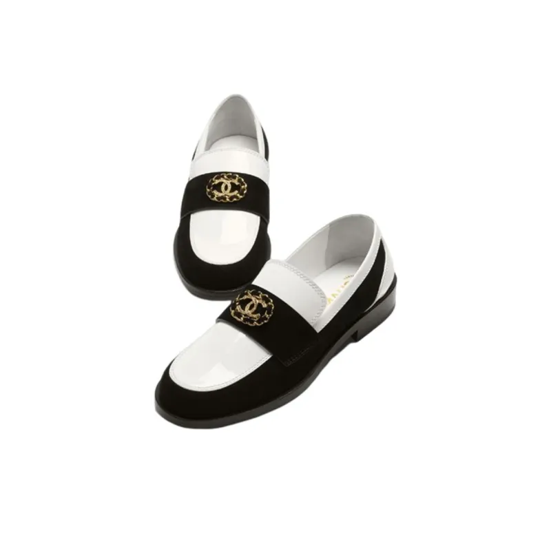 CHANEL Casual Single Shoes Women's Black White-2